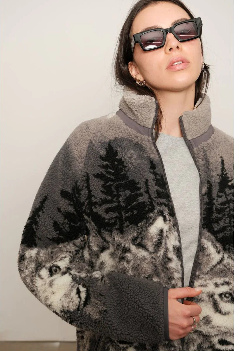 Kuwalla Printed Sherpa Fleece Jacket