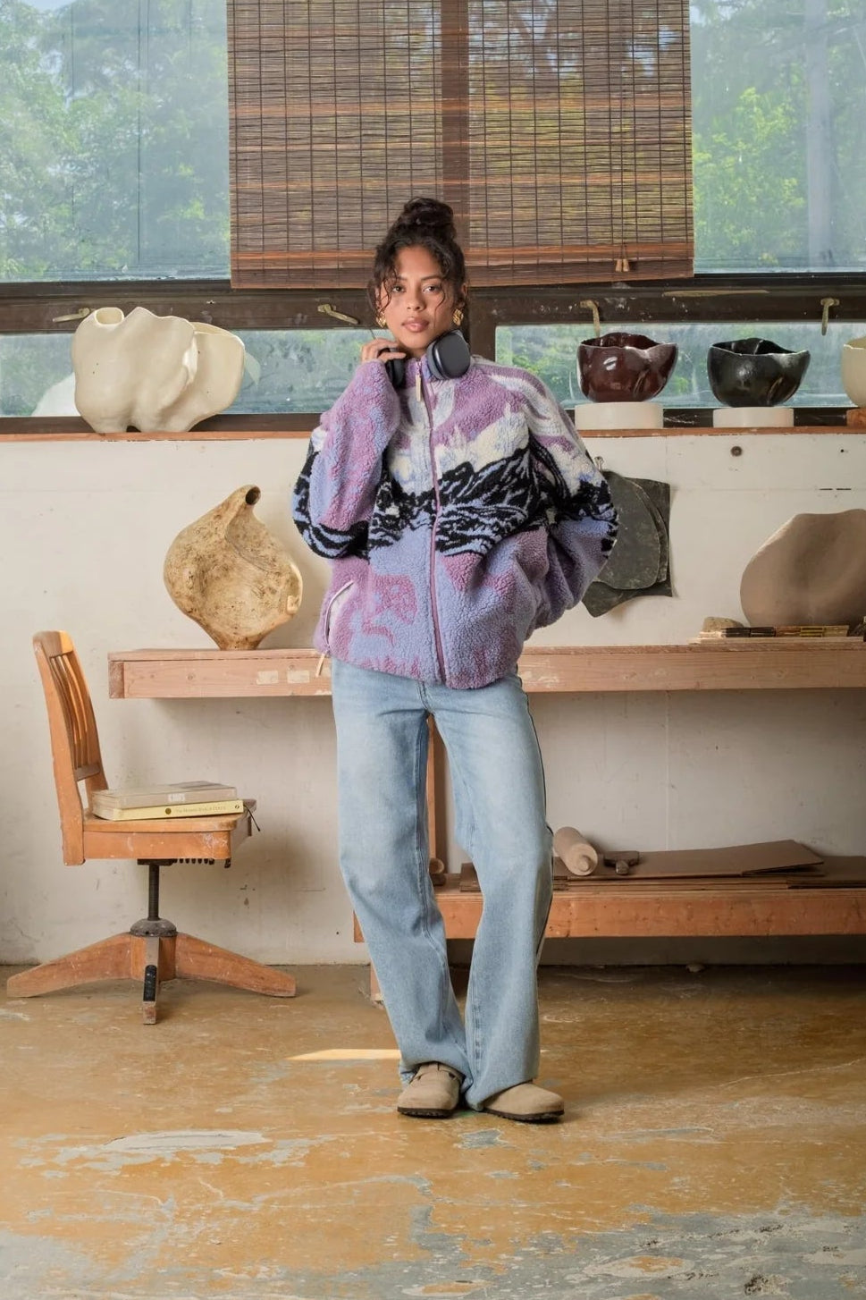 Kuwalla Printed Sherpa Fleece Jacket