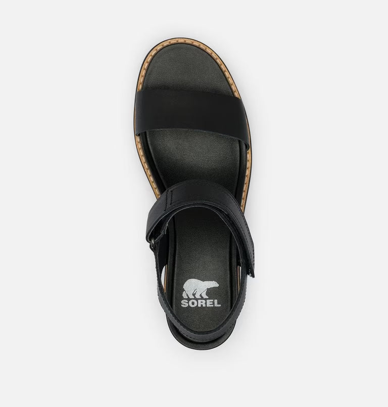 Sorel Joanie IV Y Strap Wedge Women's Sandal Black, Sea Salt