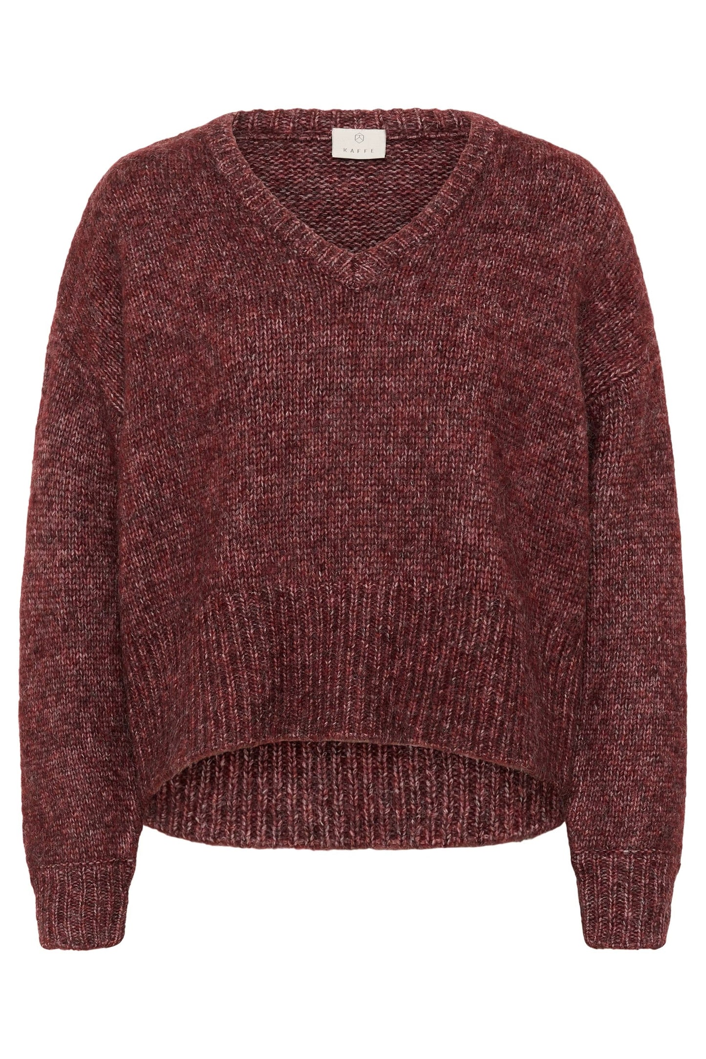 Kaffe KAtrina Knit LS Pullover Windsor Wine Melange