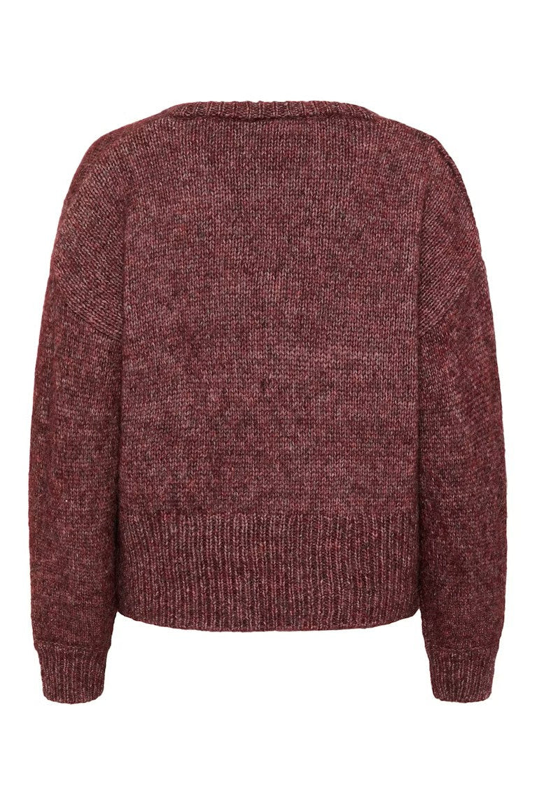 Kaffe KAtrina Knit LS Pullover Windsor Wine Melange