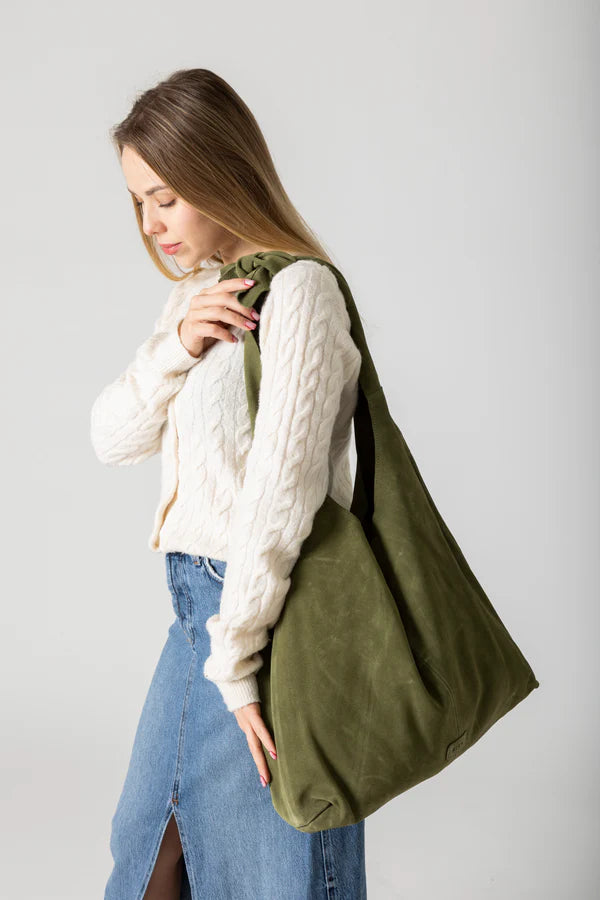 Risa Knot Tote Suede Olive