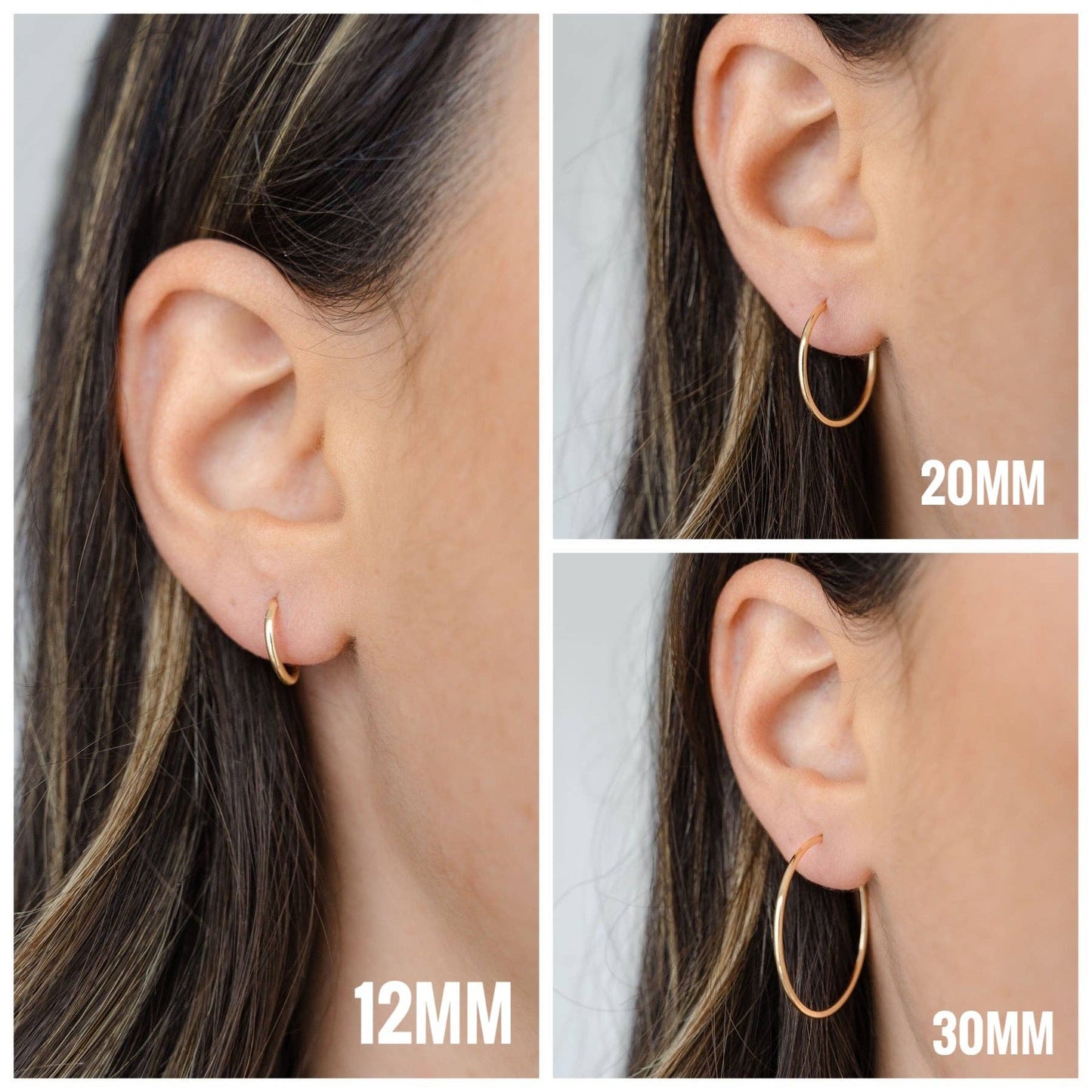 Petite Gold - Thin Hoops: Gold Filled / 12mm