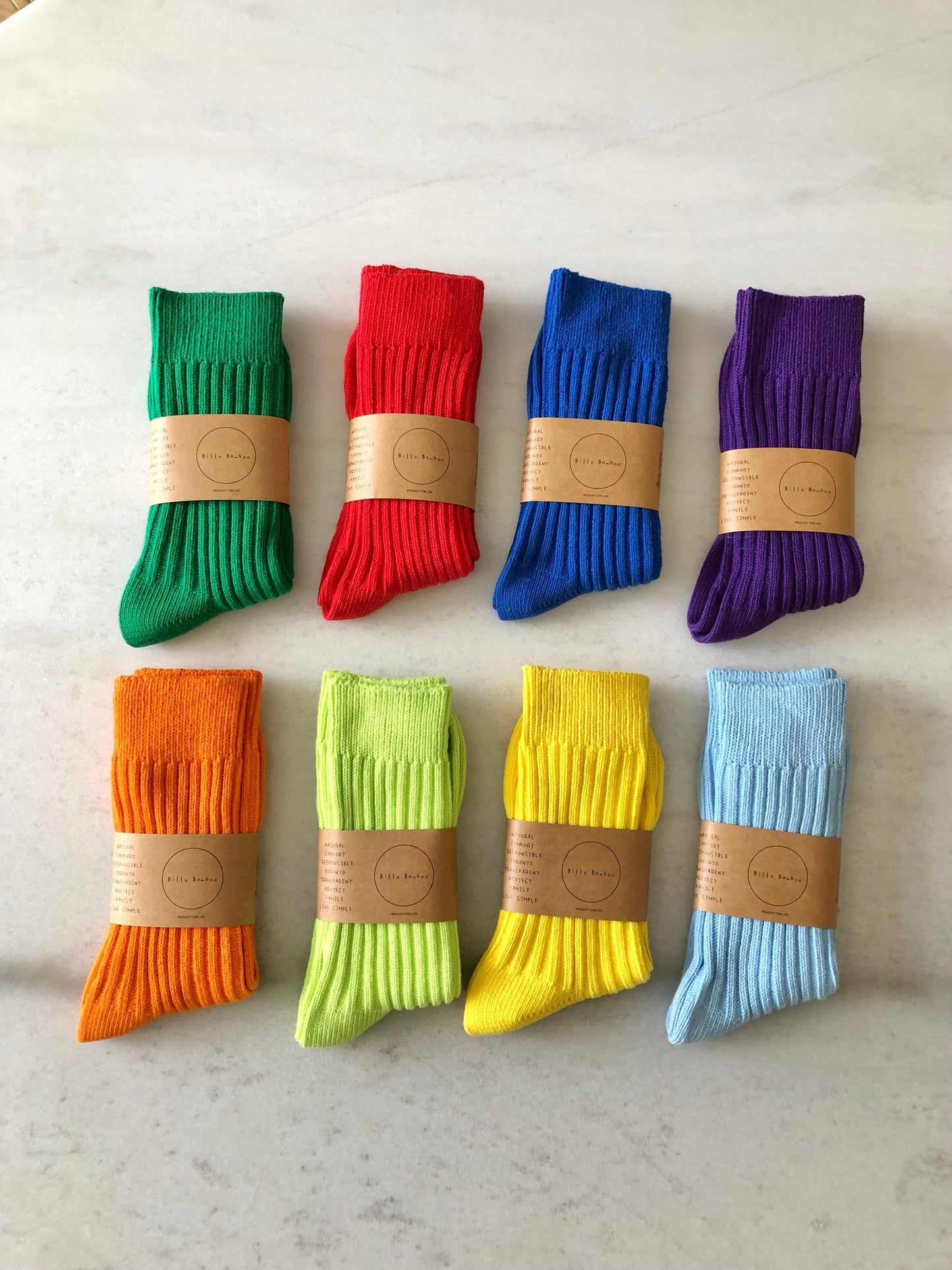 Billy Bamboo Ribbed Cotton Socks - Crystal bright: Clementine 🍊