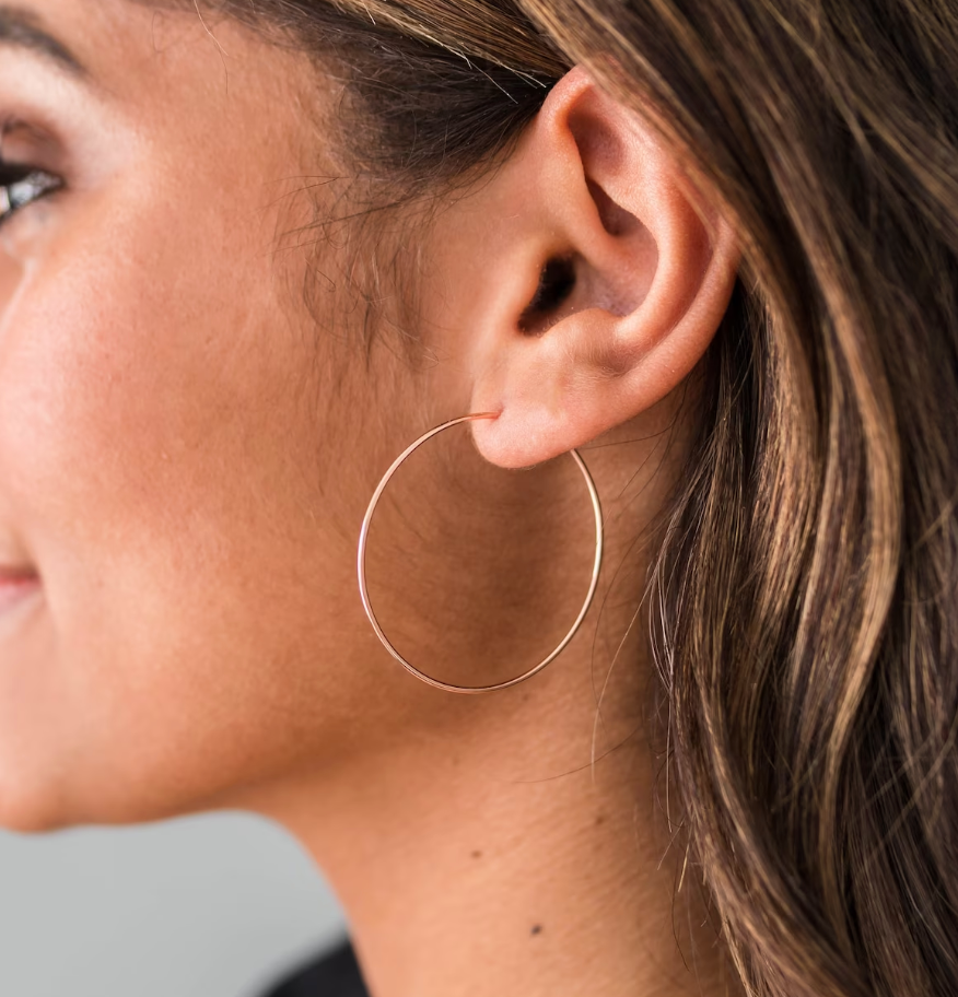 HoopLa - Over Sized Hoop Earrings - 14K PVD Waterproof: Silver / 4cm