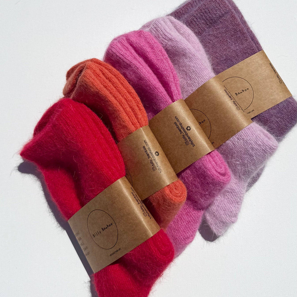Billy Bamboo Fluffy Angora Socks Purple Amethyst