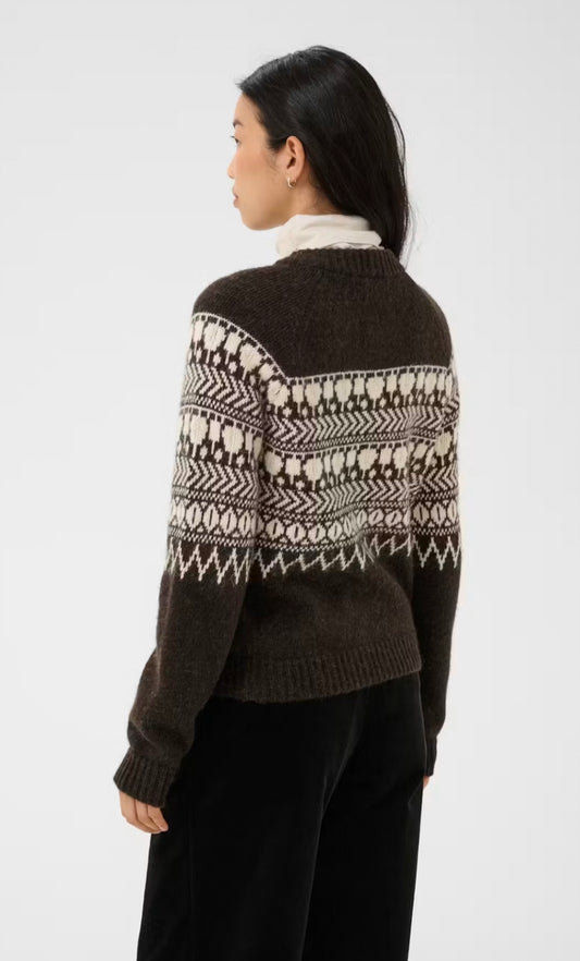Part Two CharmainePW Cardigan Mole/Whitecap Jaquard