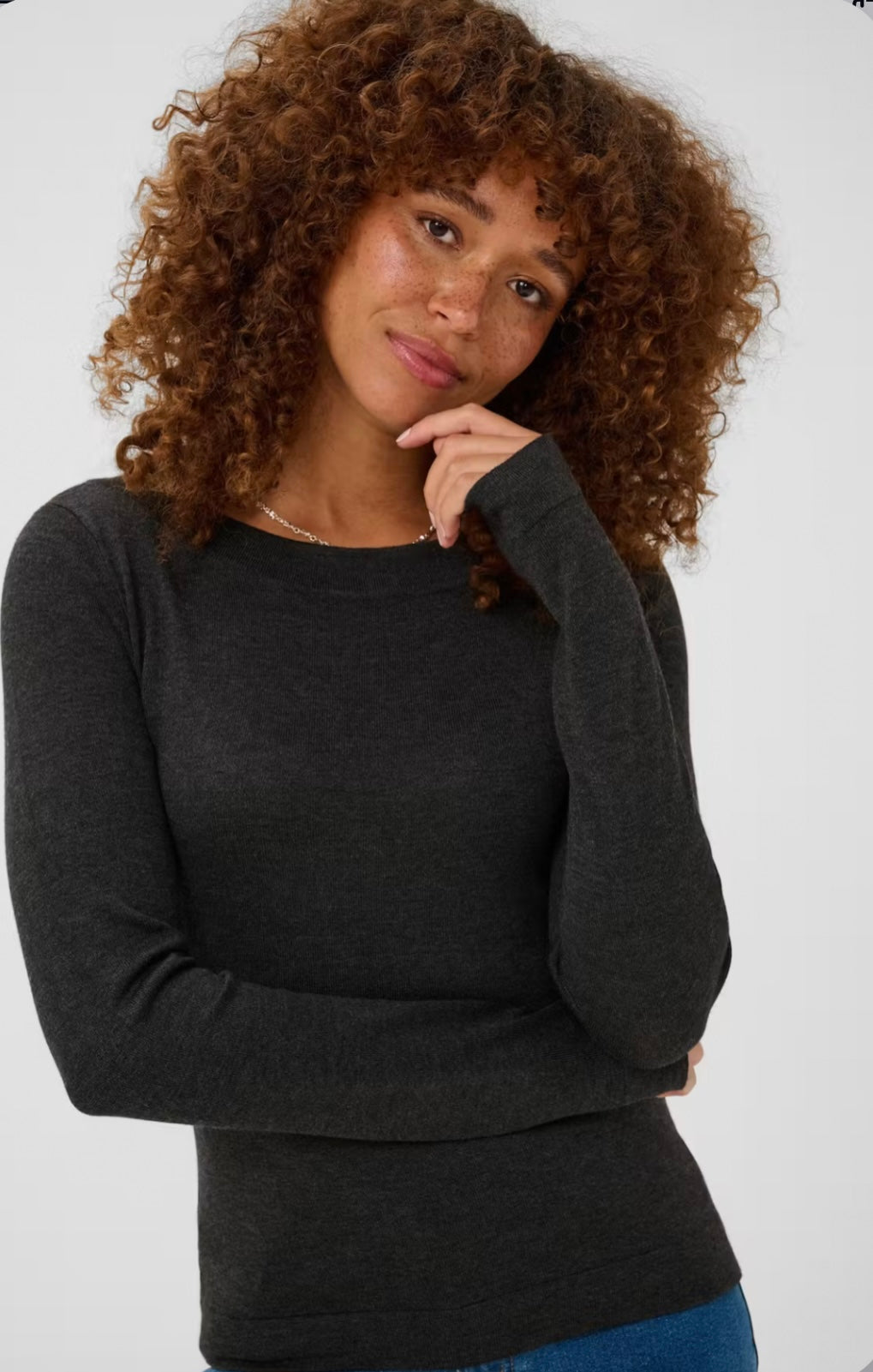Kaffe KAlizza Knit Pullover Dark Grey Melange