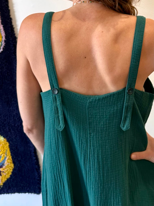 Apricot Cotton Weave Jumpsuit Green