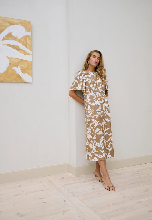 Kaffe KAmarlo Dress Oak Chalk Leave