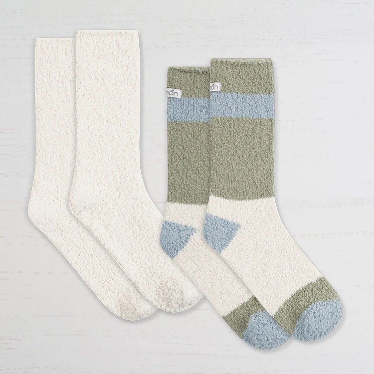 Lemon 2pk Cozy Crew Socks Aloe Infused