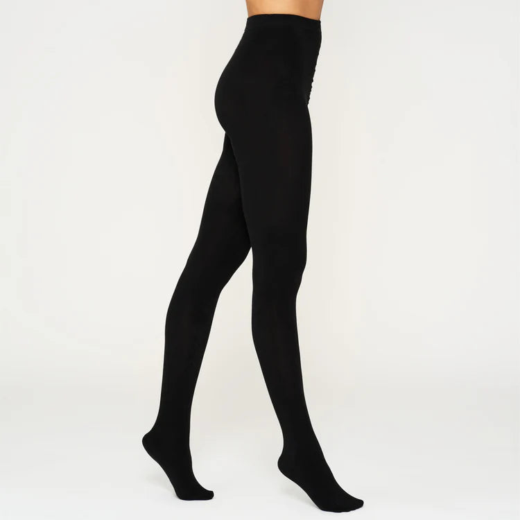 Lemon 1pk Womens Fleece Lined Tights Black