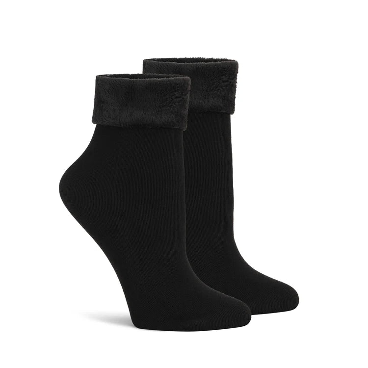 Lemon 2pk Thermal Fleece Crew Socks Black