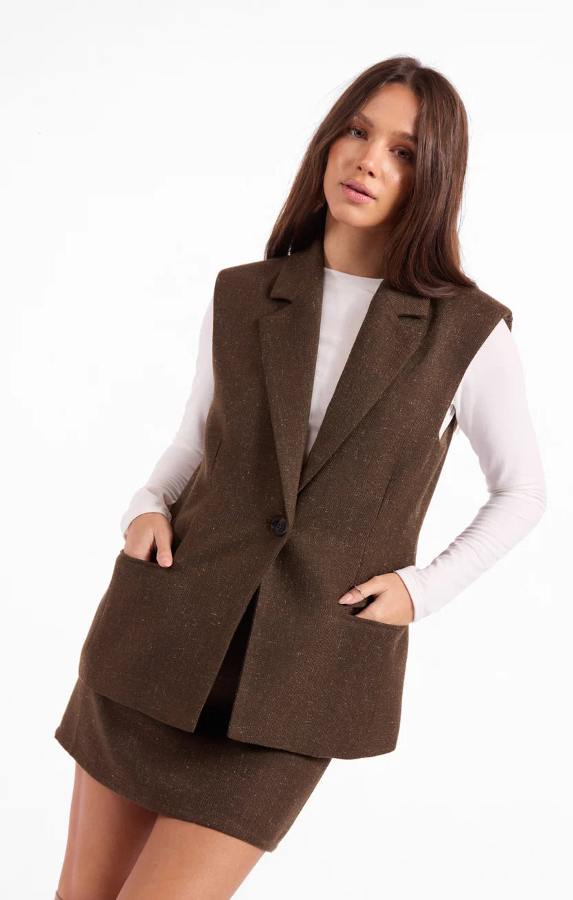 Sage the Label Simmons Blazer Vest Oak