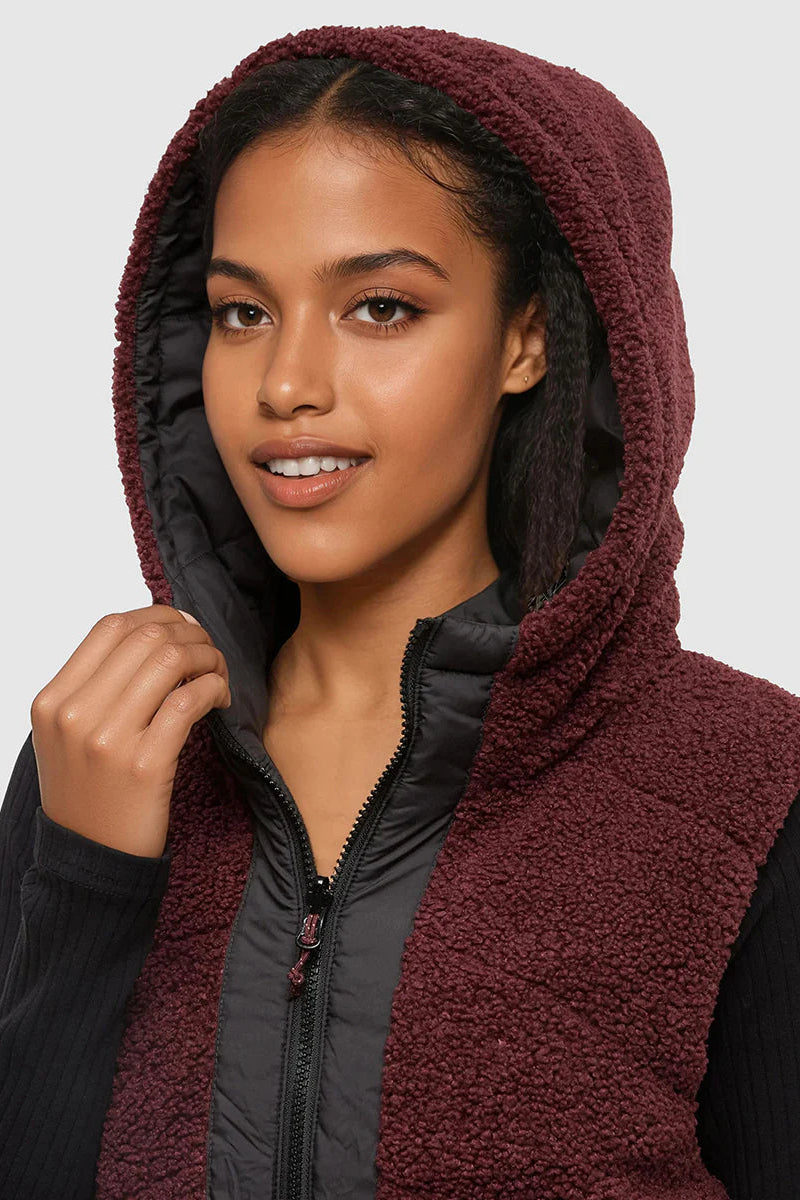 TenTree Collins Vest Deep Burgundy/Meteorite Black