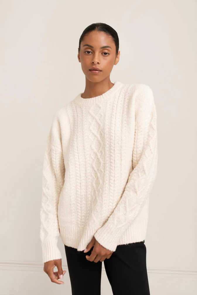 Paper Label Rayna Cable Sweater Cream