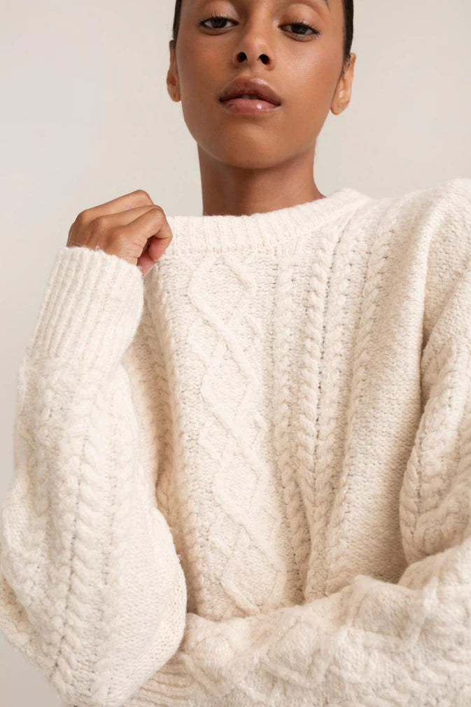 Paper Label Rayna Cable Sweater Cream