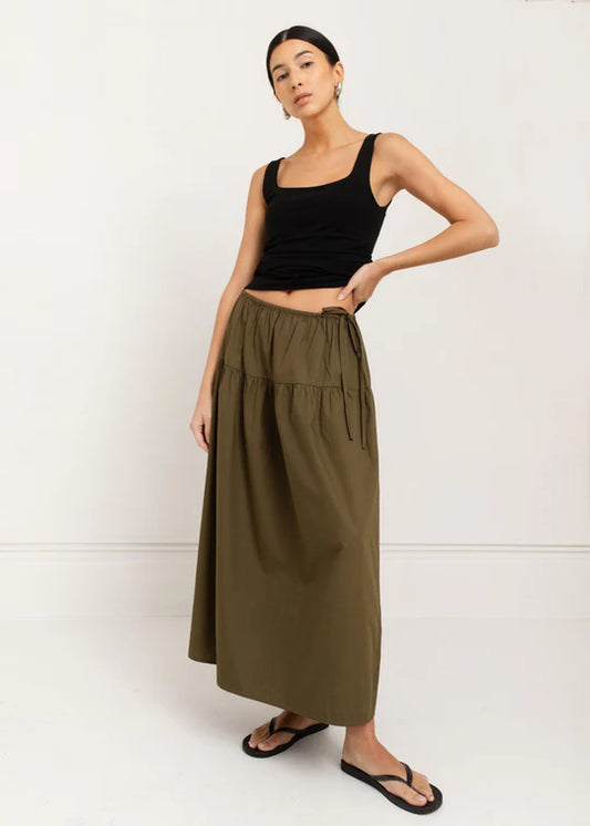 Paper Label Evita Skirt Dark Olive