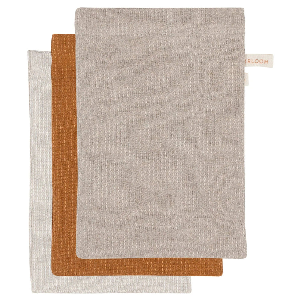 Danica Bath Mitt Set/3 Linen Amber/Natural