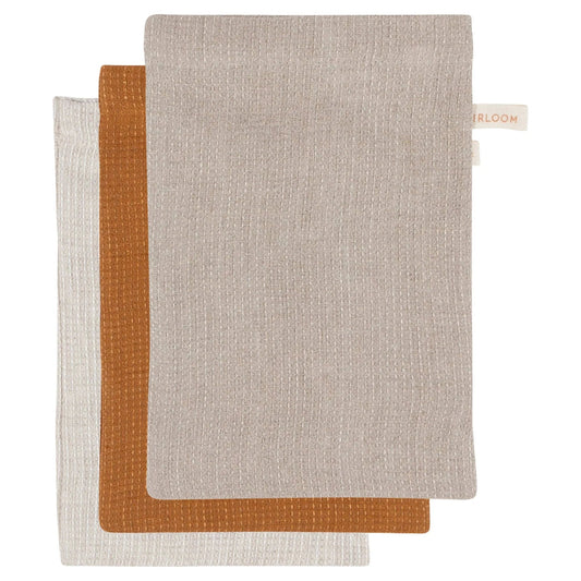 Danica Bath Mitt Set/3 Linen Amber/Natural