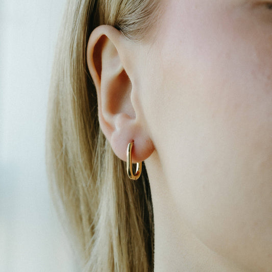 Petite Gold Oval Hoops Small