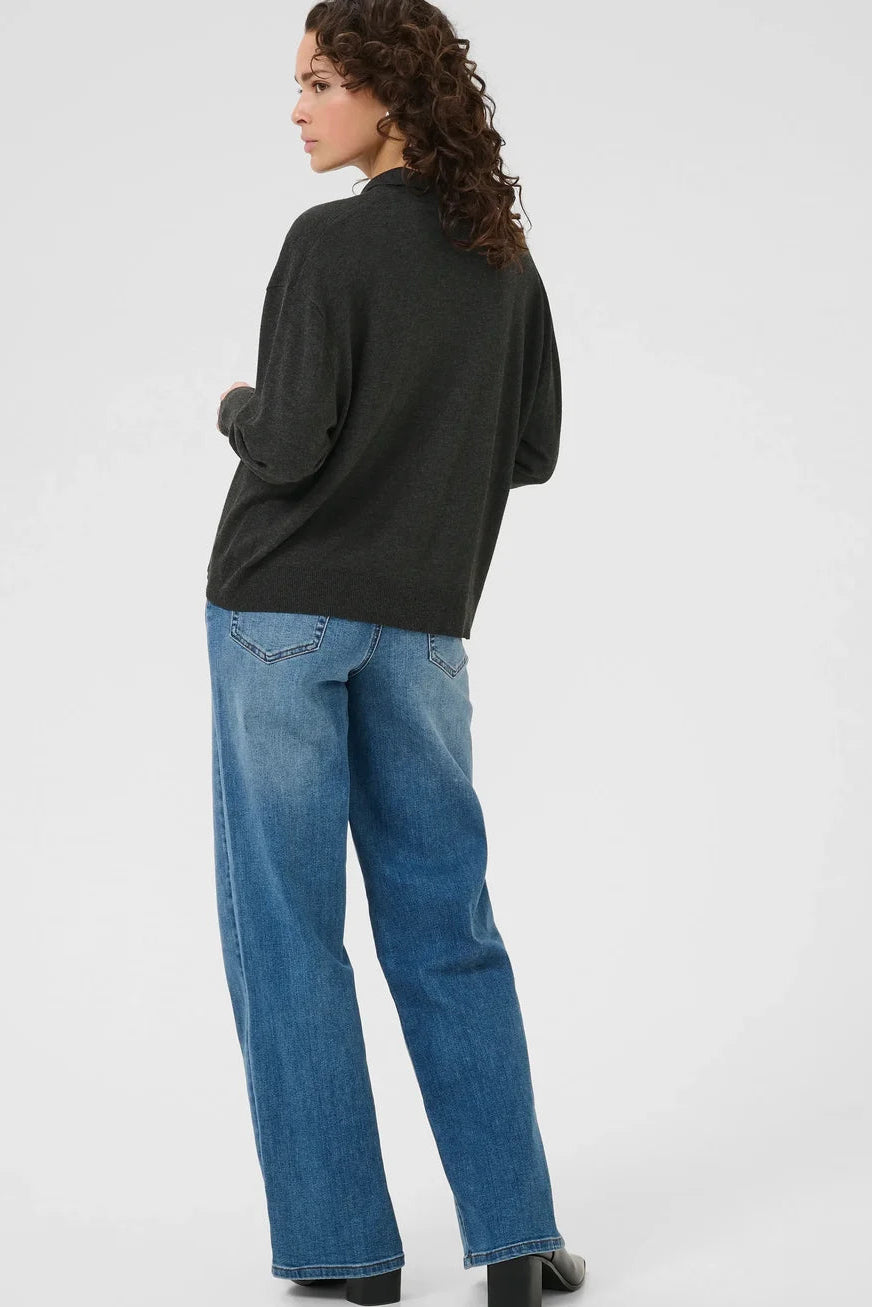 Kaffe KAlizza Polo Pullover Dark Grey Melange