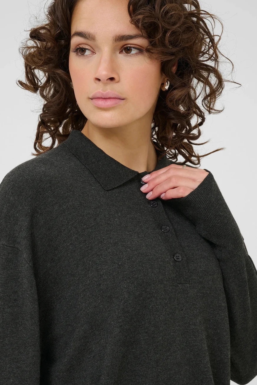 Kaffe KAlizza Polo Pullover Dark Grey Melange
