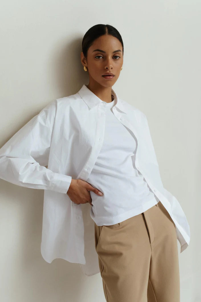 Paper Label Yule Classic Oversized Shirt Bright White