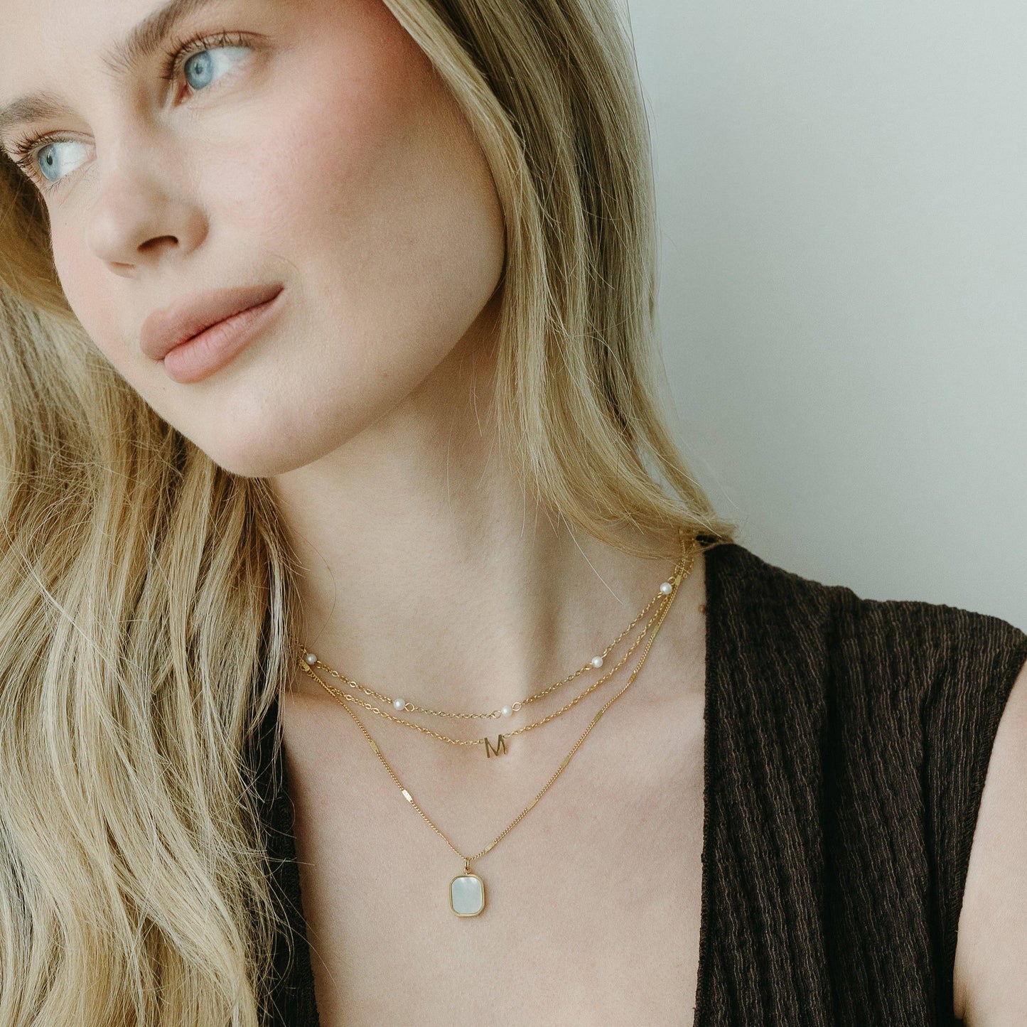Petite Gold Initial Dainty Necklace R