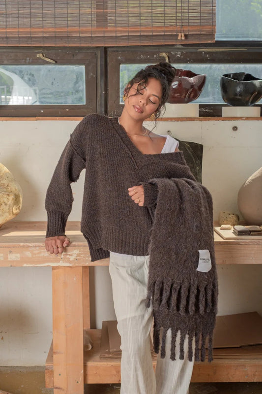 Kuwalla Brea V-Neck Sweater Chocolate Brown
