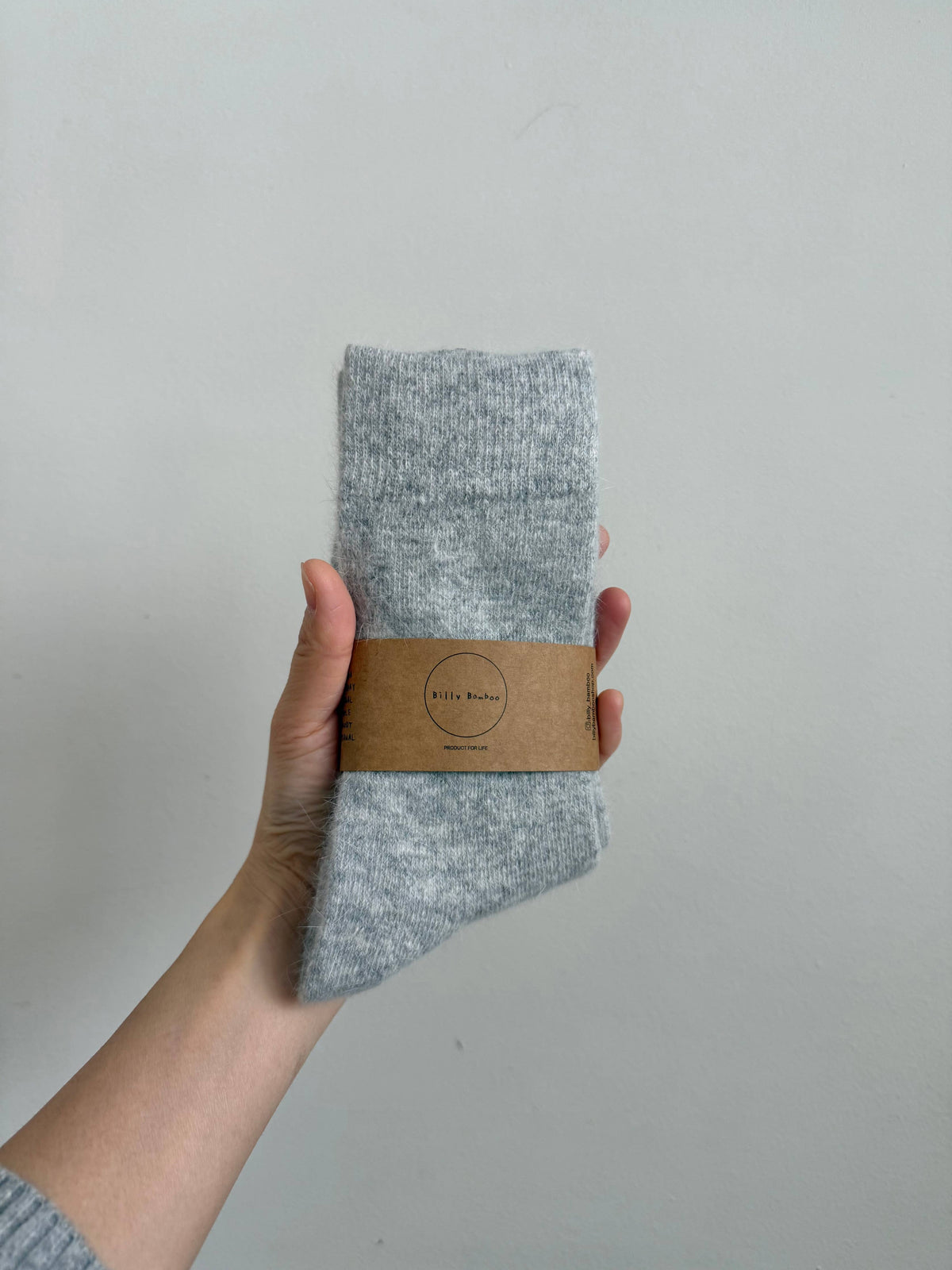 Billy Bamboo - Fluffy Angora Socks Light Grey Melange