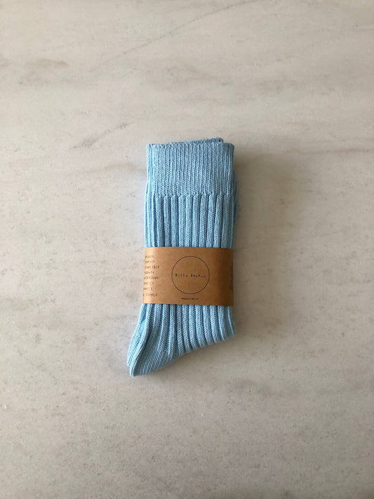 Billy Bamboo Ribbed Cotton Socks - Crystal bright: Sky ☁️
