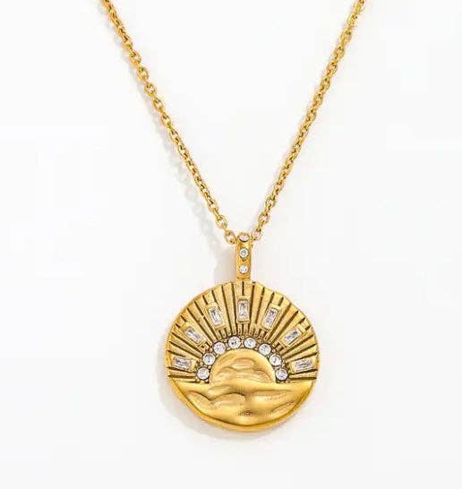 HoopLa -  Mini Pendant- Talisman Protect 14K Gold PVD Necklace: Goddess