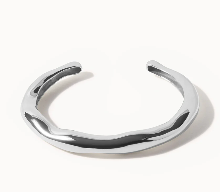 HoopLa - Editorial Wave Cuff Bangle Bracelet-14K Gold PVD- Recycled : Silver