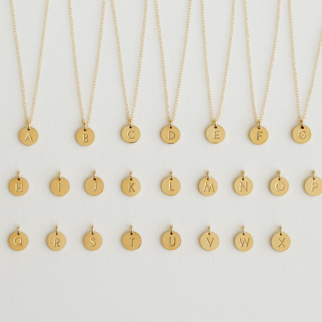 Petite Gold Initial Coin Necklace Y