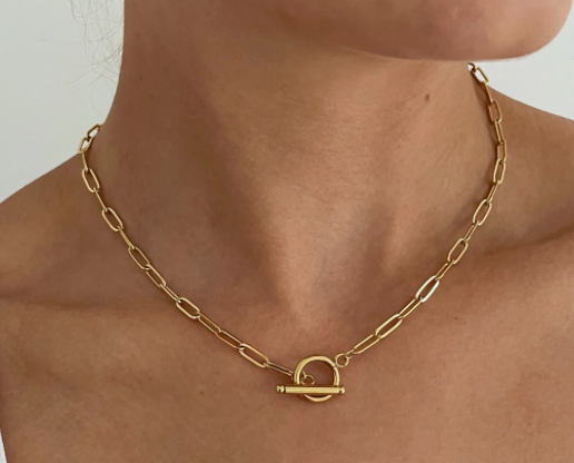 HoopLa - Oval Paperclip Toggle Necklace 18"