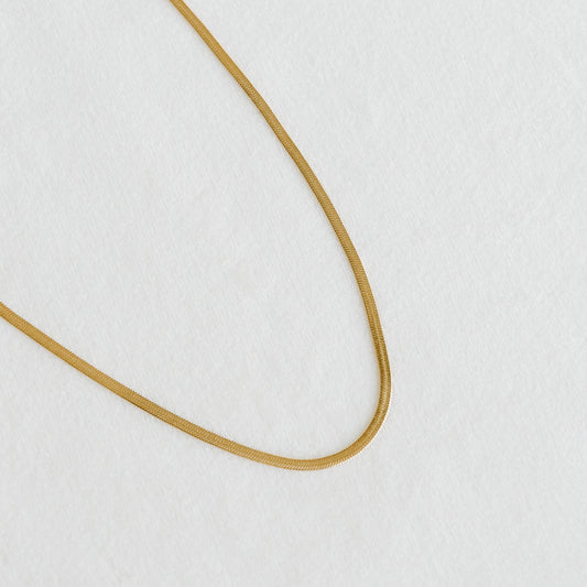 Petite Gold Herringbone Chain Necklace