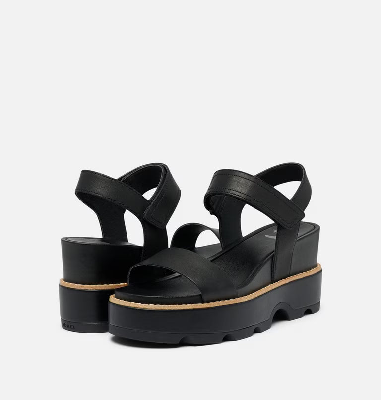 Sorel Joanie IV Y Strap Wedge Women's Sandal Black, Sea Salt