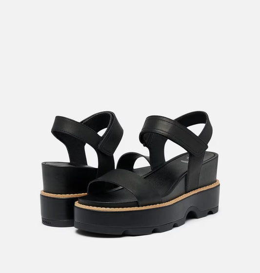 Sorel Joanie IV Y Strap Wedge Women's Sandal Black, Sea Salt