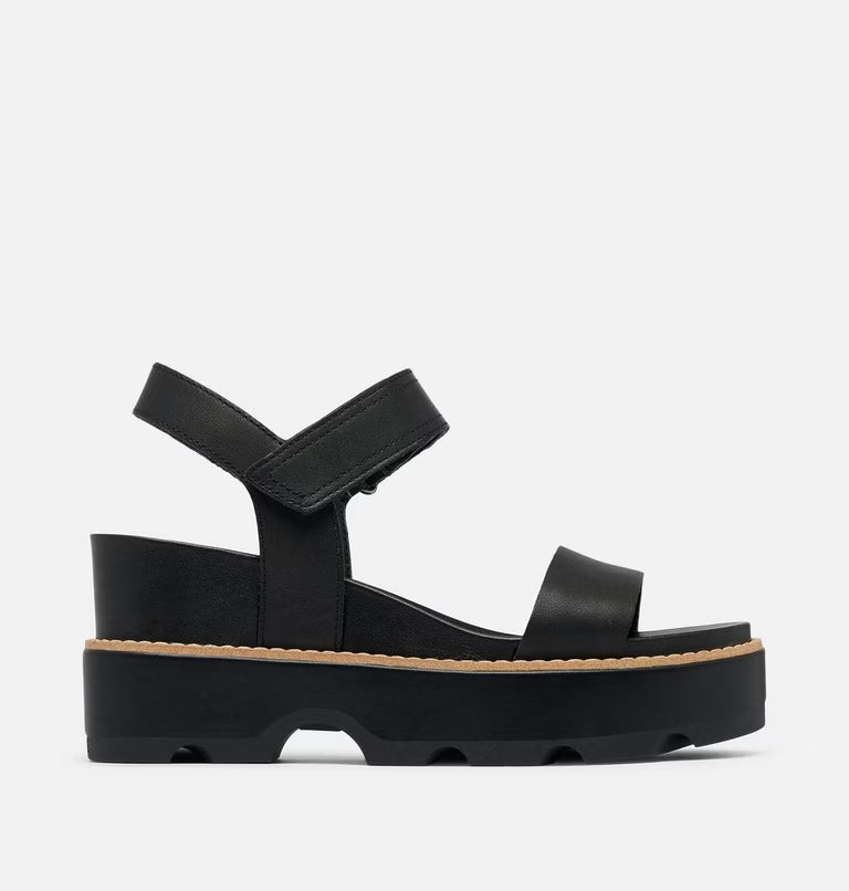 Sorel Joanie IV Y Strap Wedge Women's Sandal Black, Sea Salt