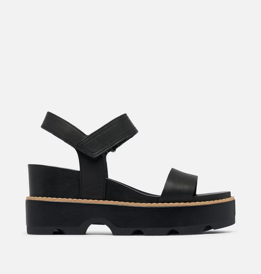 Sorel Joanie IV Y Strap Wedge Women's Sandal Black, Sea Salt