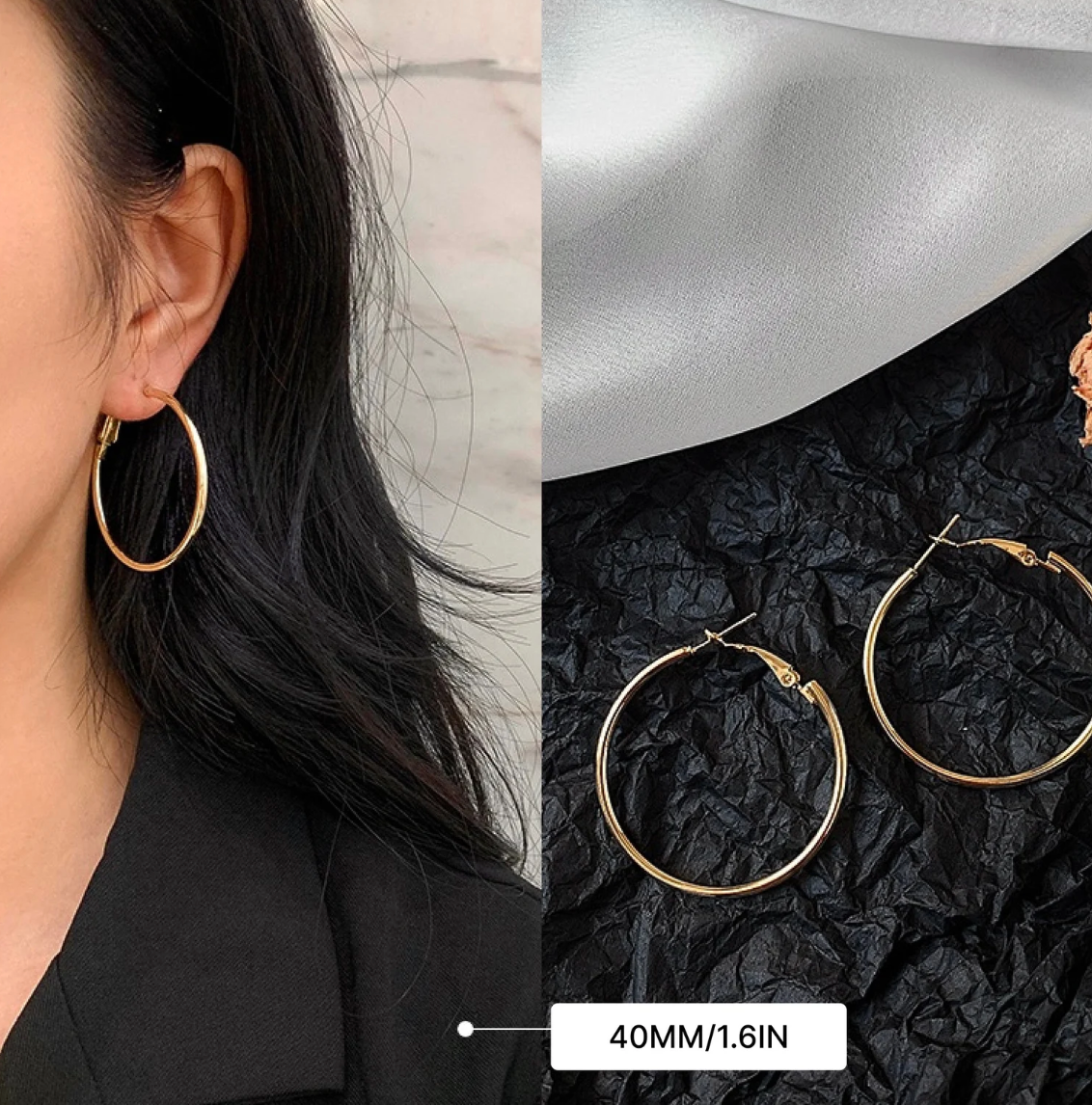 HoopLa - Over Sized Hoop Earrings -  14K PVD Waterproof: Yellow gold / 4cm