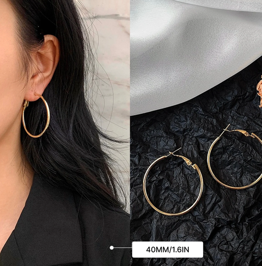 HoopLa - Over Sized Hoop Earrings -  14K PVD Waterproof: Silver / 4cm