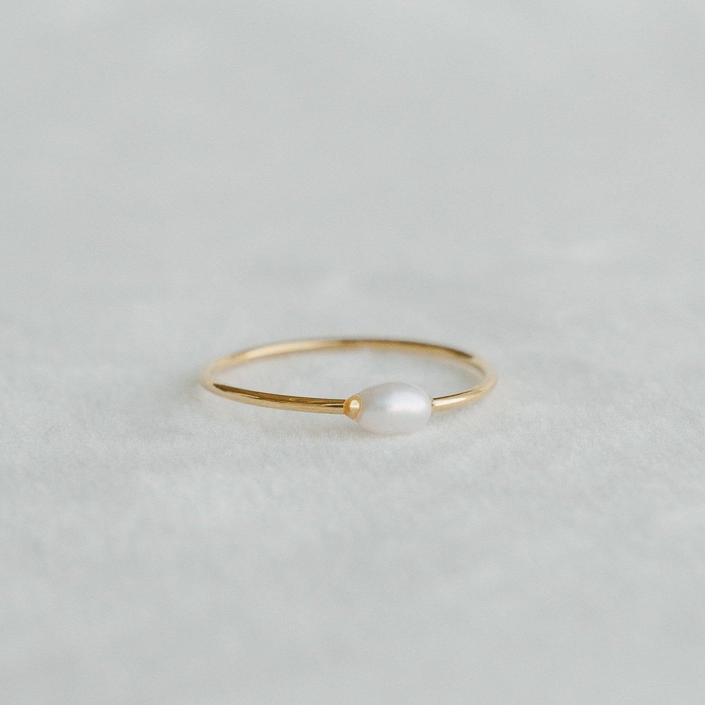Petite Gold Ella Pearl Ring 8