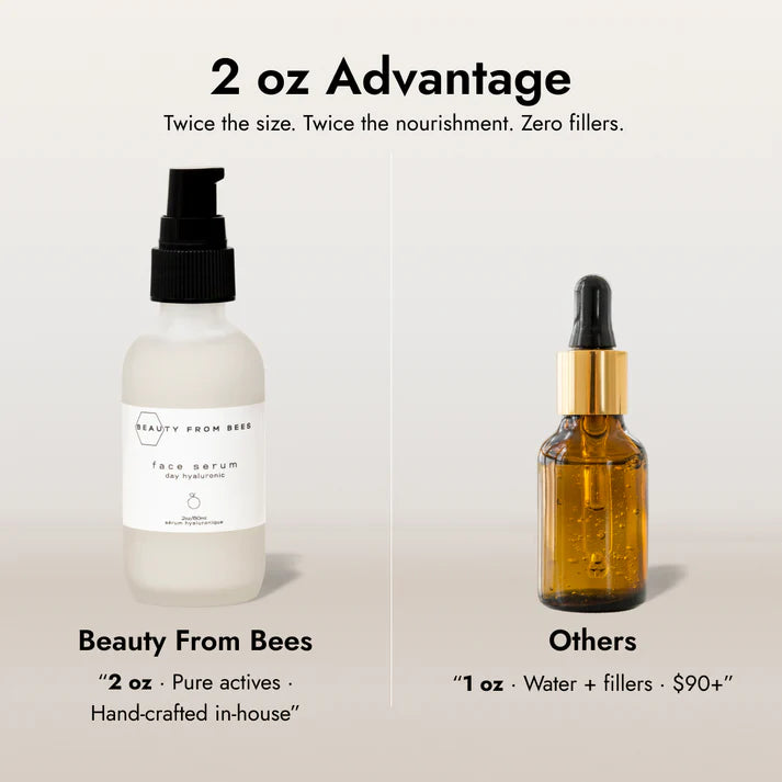 Beauty From Bees Face Serum (Day, Hyaluronic 2%) 2oz