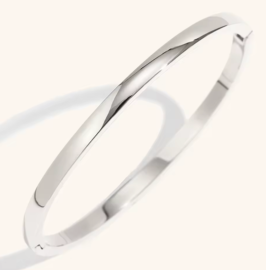 HoopLa - Sofia-Hinge Bangle 14K Gold  Waterproof- PVD plated: Silver / Thin