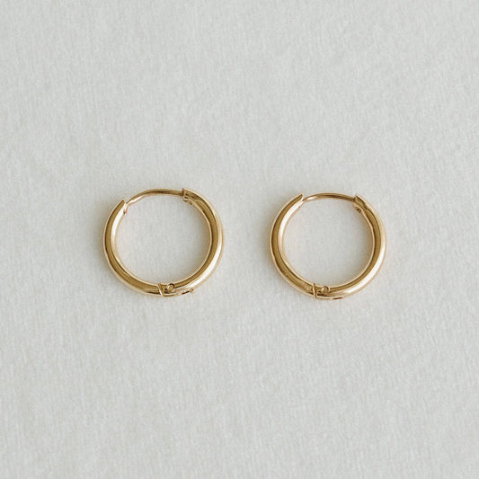 Petite Gold Thin Hoops Medium (14mm)