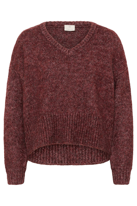 Kaffe KAtrina Knit LS Pullover Windsor Wine Melange