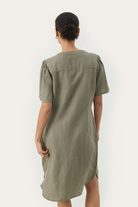 Part Two Aminase Linen Dress Kalamata