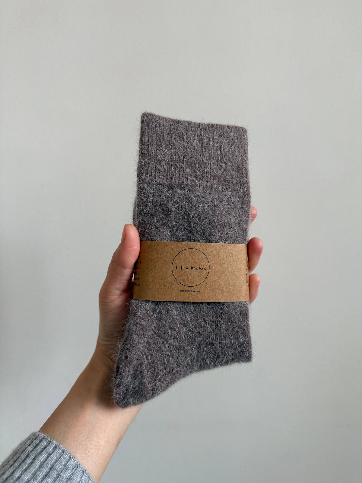 Billy Bamboo - Fluffy Angora Socks Dark Mushroom